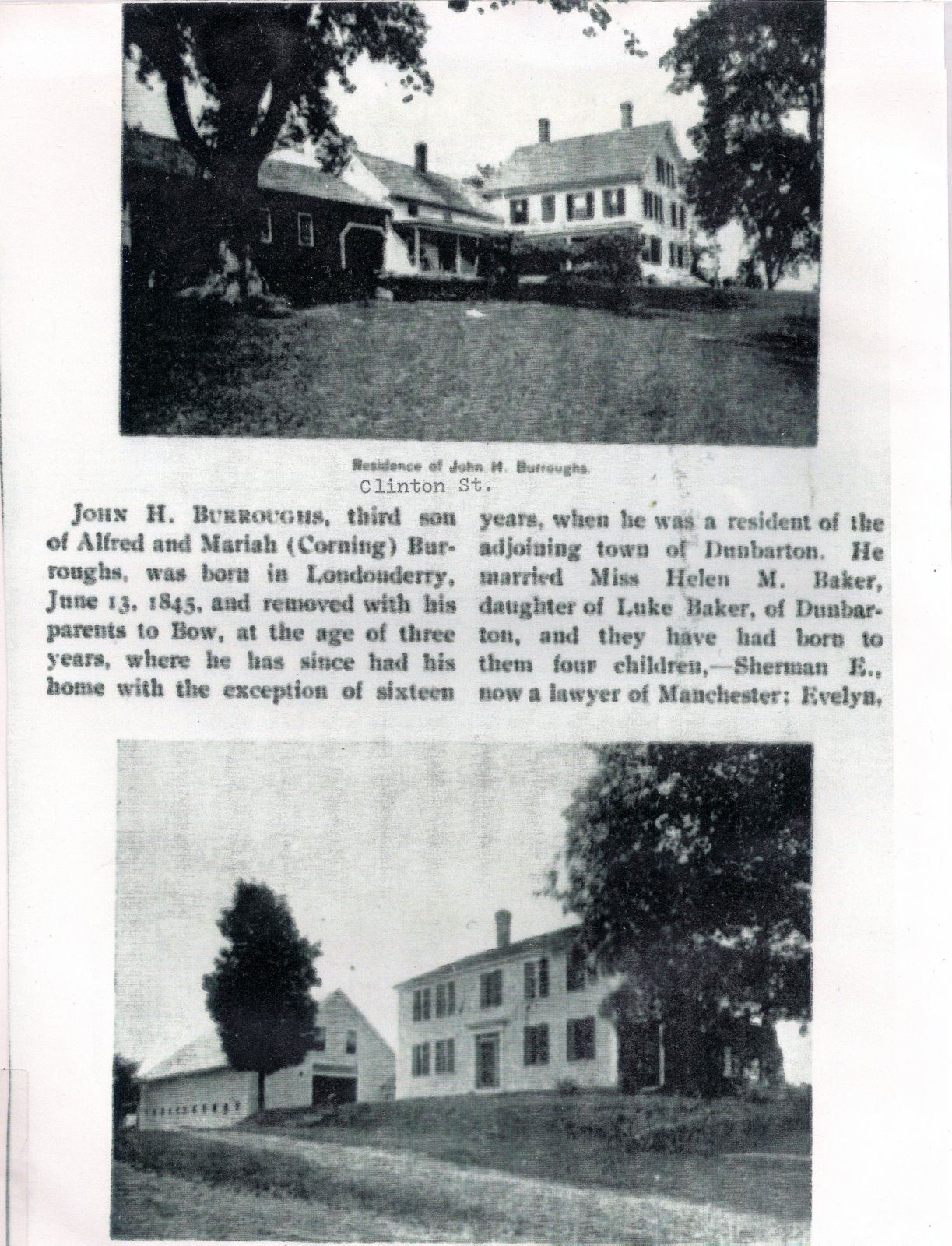 037 - Page 34 John Burroughs house on Clinton St. and Edwin Burroughs house